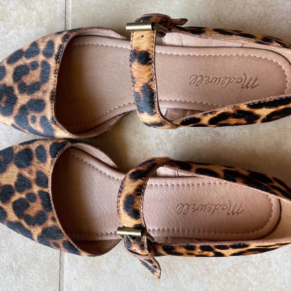 Madewell Leopard Print Mary Jane Flats - Brown & Black
